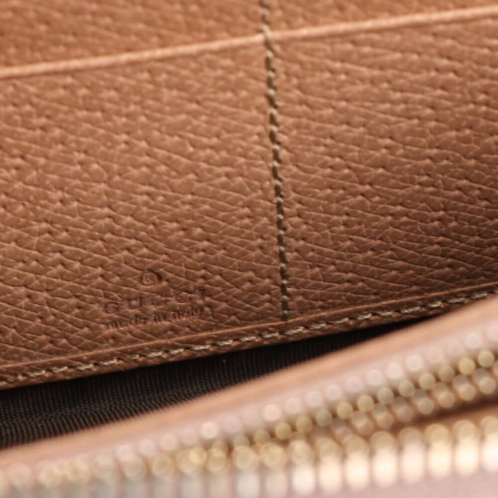 GUCCI Zip Around Wallet in Mauve Pink Leather Trimmed Beige GG Canvas | Women - Picture 4 of 11